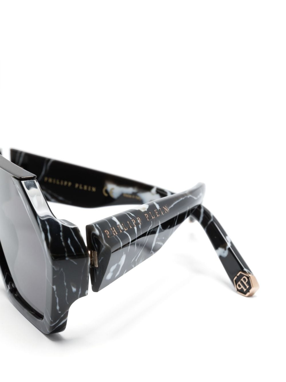 marbled-pattern oversize-frame sunglasses - 3