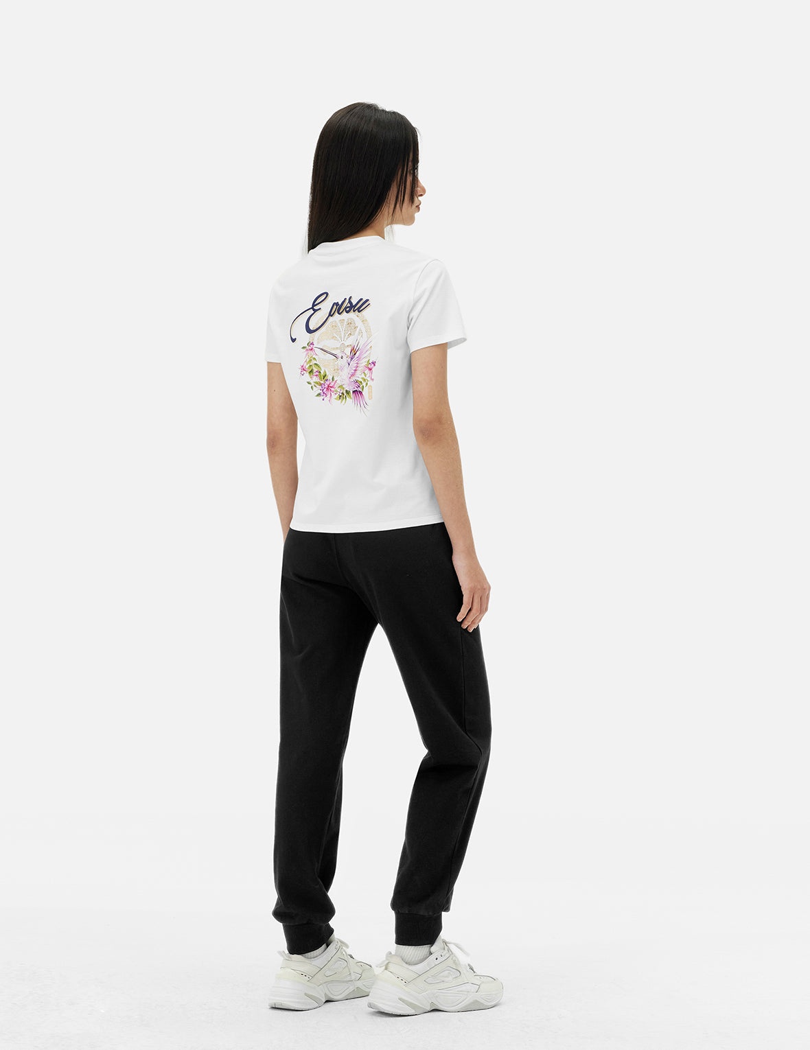 Hummingbird and Magnolia Print Regular Fit T-shirt - 4