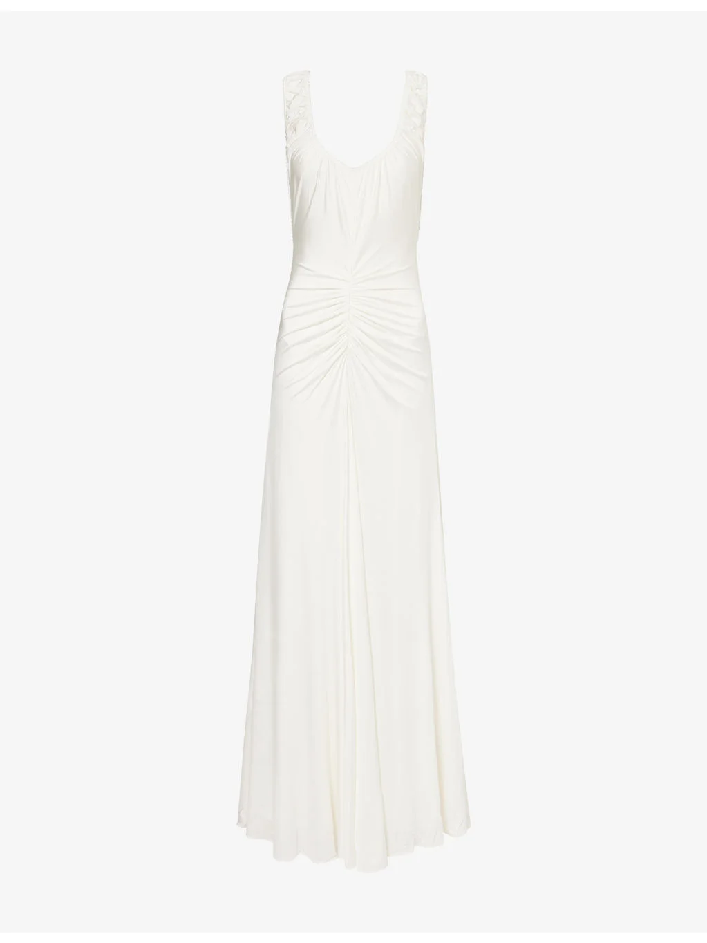 Low-Back Ruched Jersey Maxi Dress - 1