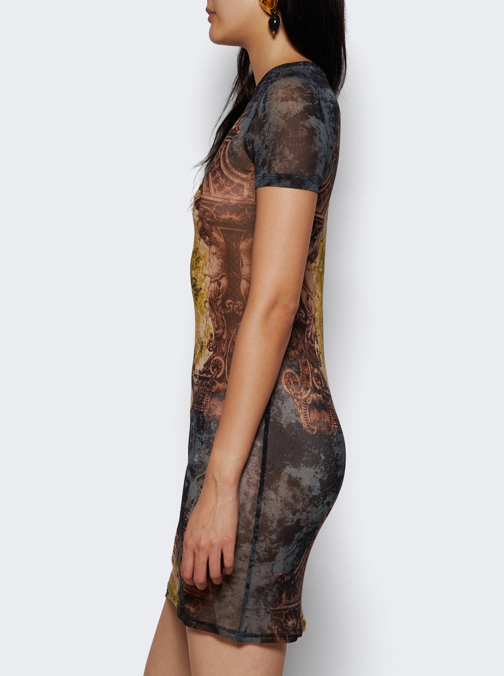 Mesh Short Dress Médaillon Print - 3