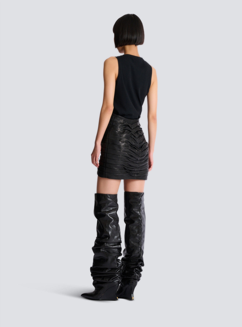 Short pleated lambskin skirt 4
