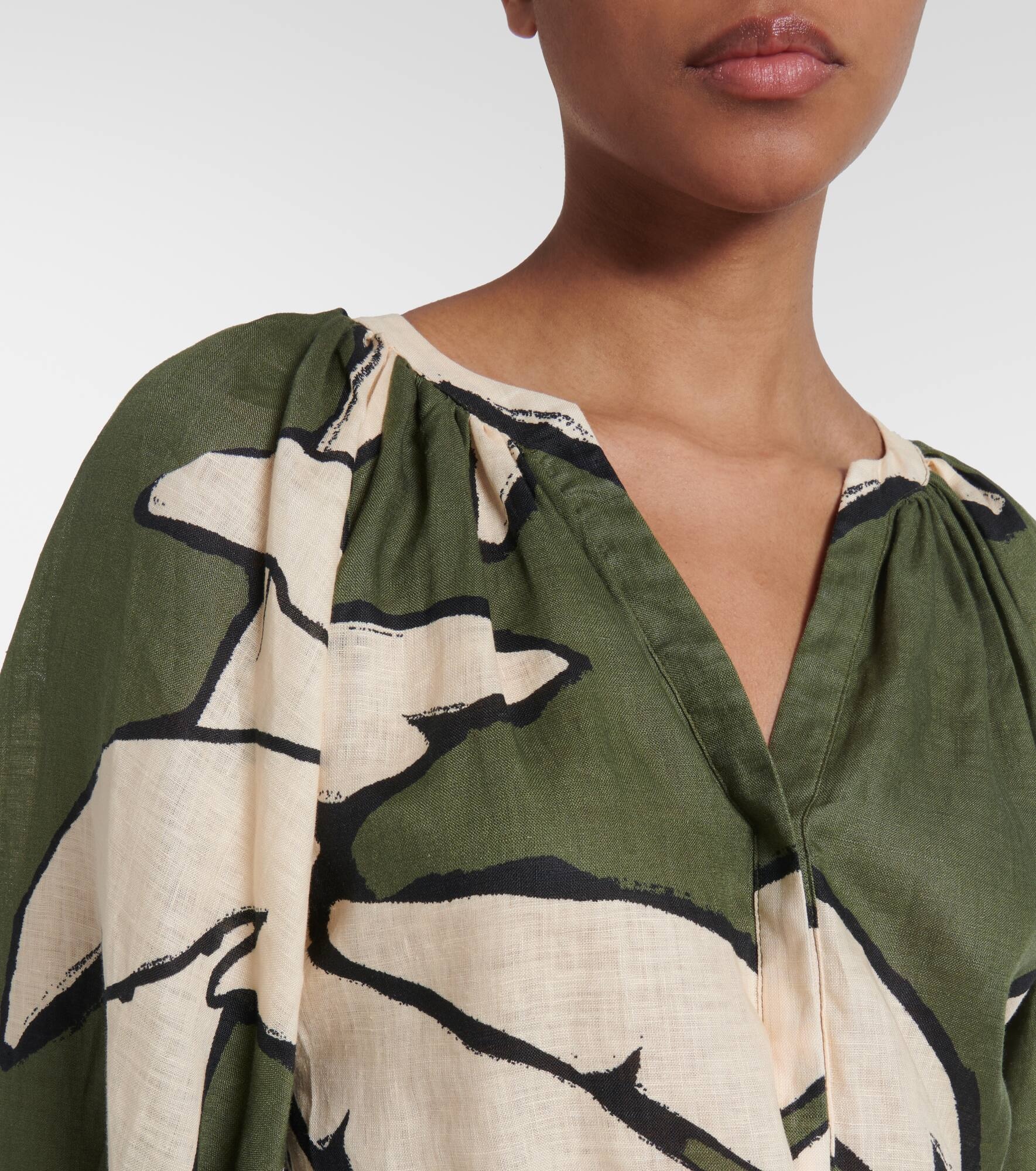 Printed linen maxi dress - 4