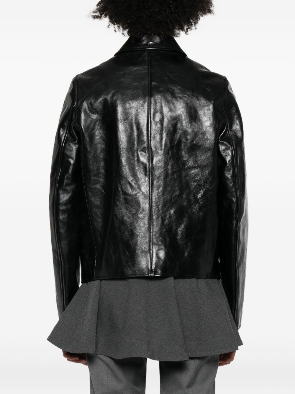 leather zip-front jacket - 4