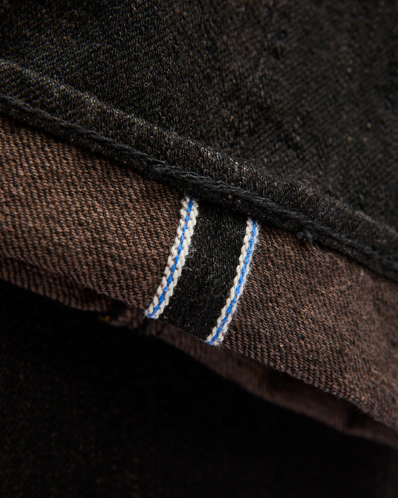 "Teacore Black x Brown" 14oz Rinsed Black Selvedge Denim - Slim Tapered Fit 8