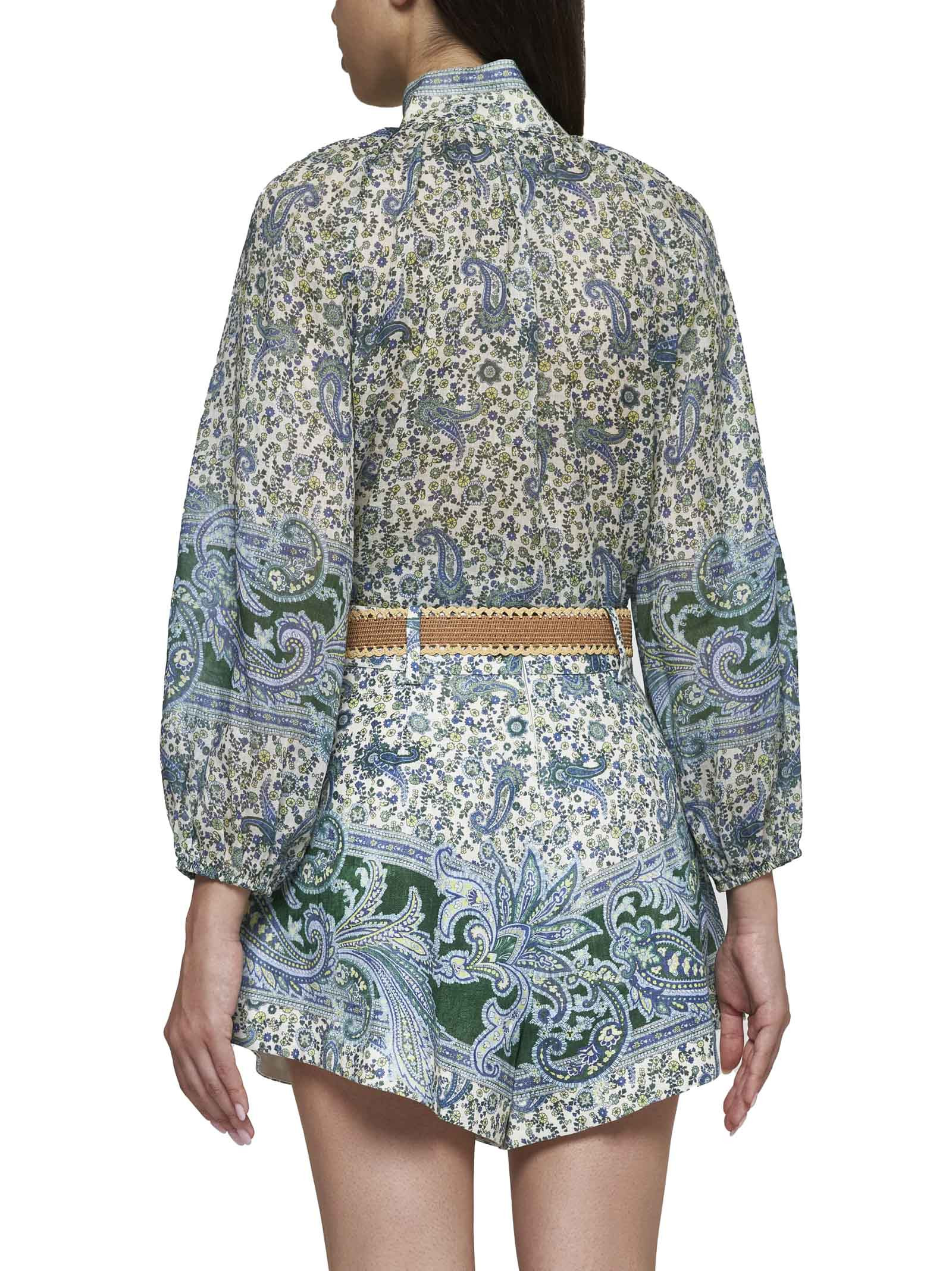 Ottie print linen tuck shorts - 4