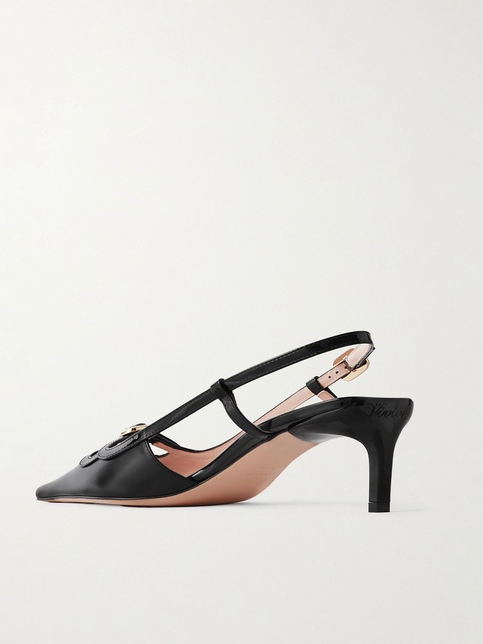 Nagoya 55 embellished leather slingback pumps Black - 3