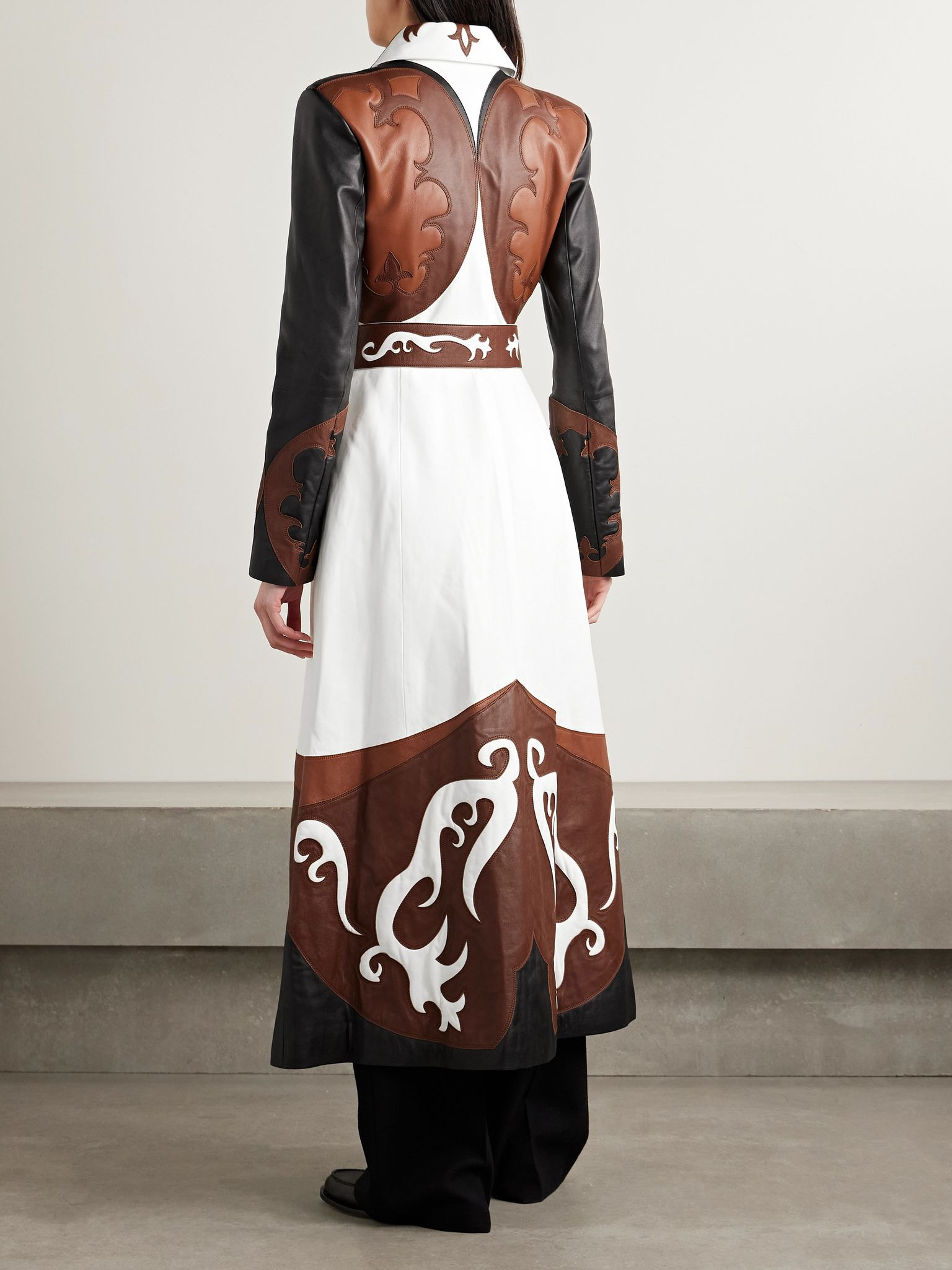 Jemme belted color-block leather coat Multi - 4