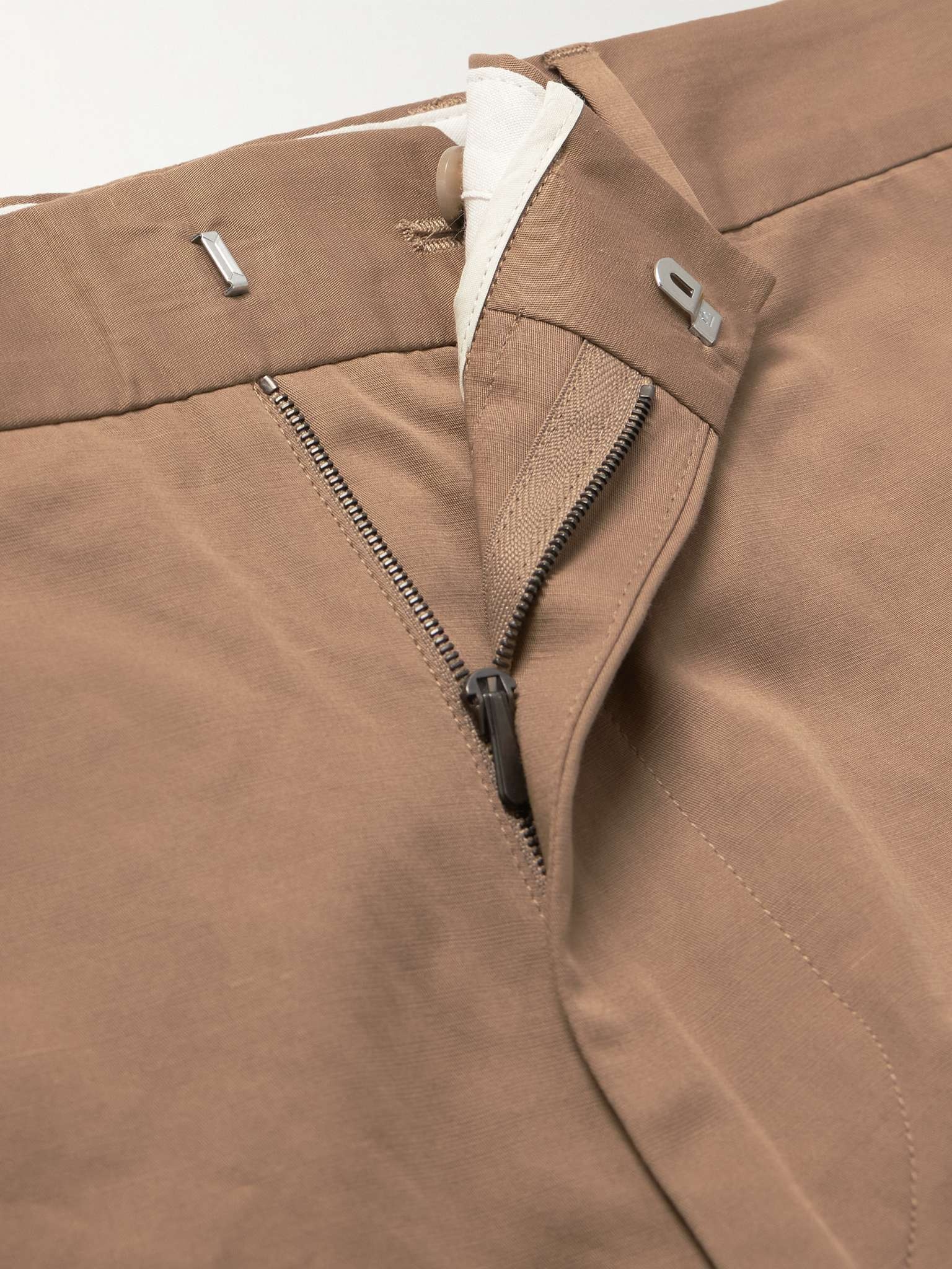 Straight-Leg Cotton and Linen-Blend Trousers - 3