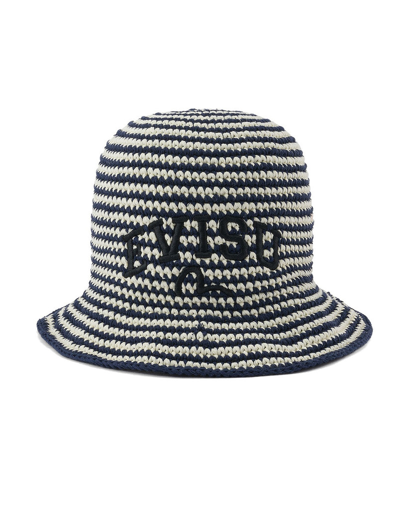 Logo Embroidery Striped Knitted Bucket Hat 9