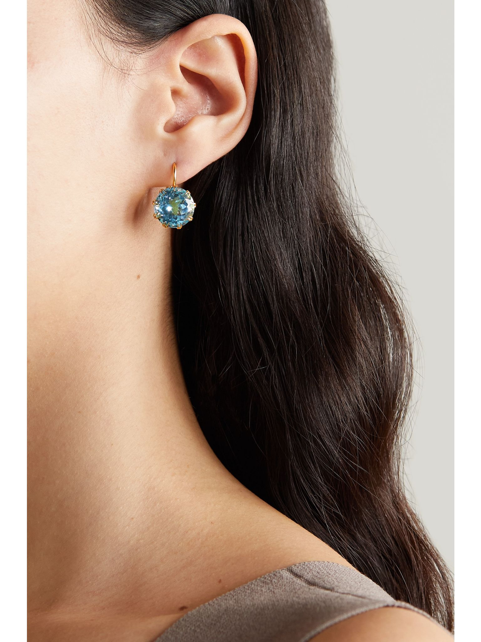 Crown 18-karat gold topaz earrings Gold - 2