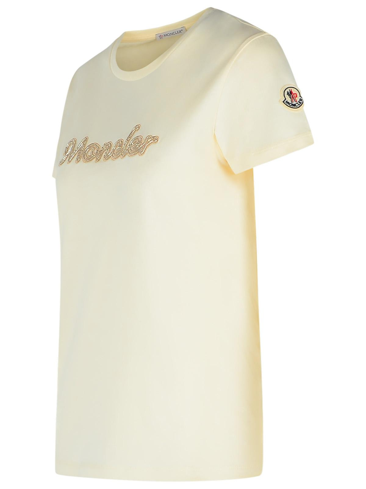 Moncler Cream Cotton T-Shirt Women - 2