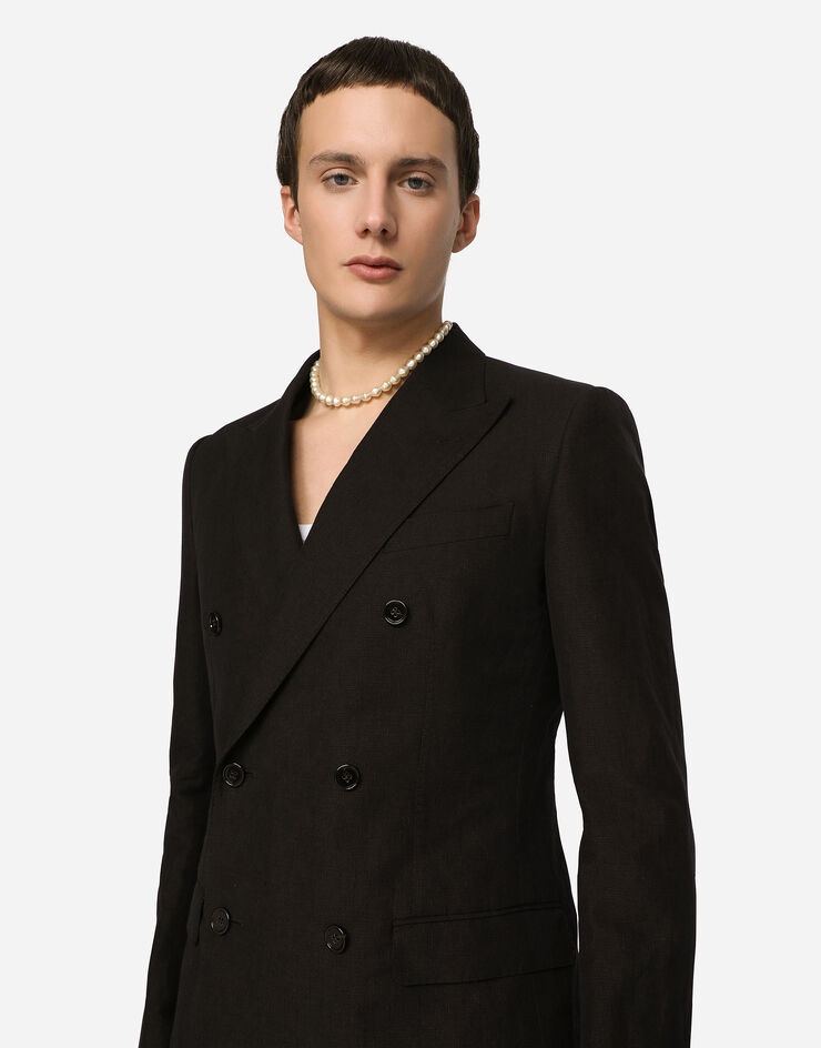 Double-breasted linen and cotton Taormina-fit suit - 6
