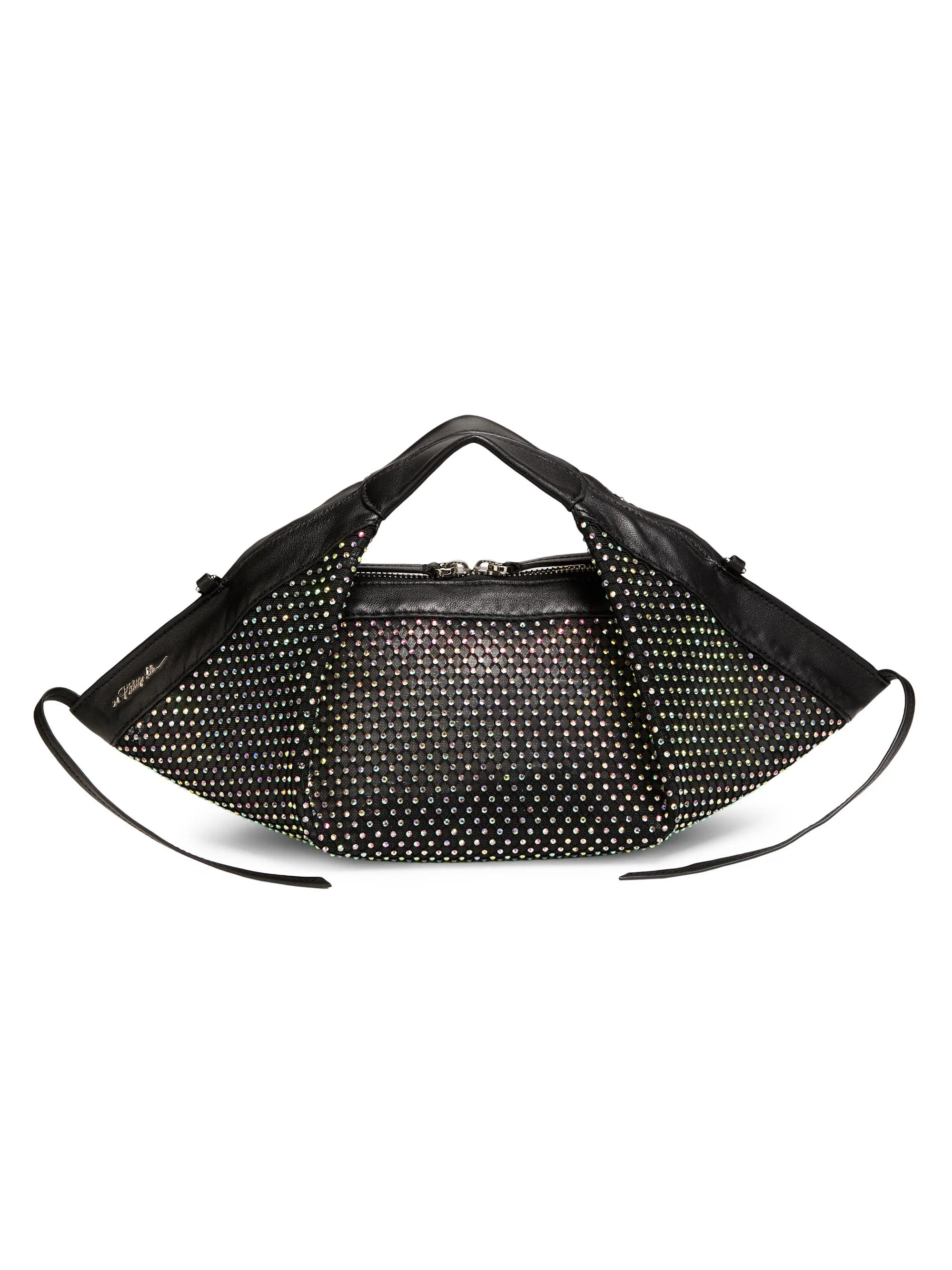 Women's Mini Luna Embellished Mesh Crossbody Bag - Black - 1