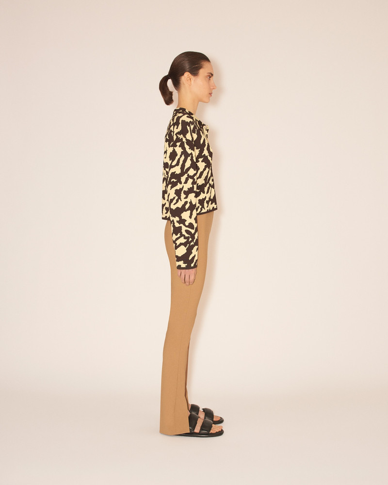 AADA - Cropped collared cardigan jacket - Brown/Wax 3