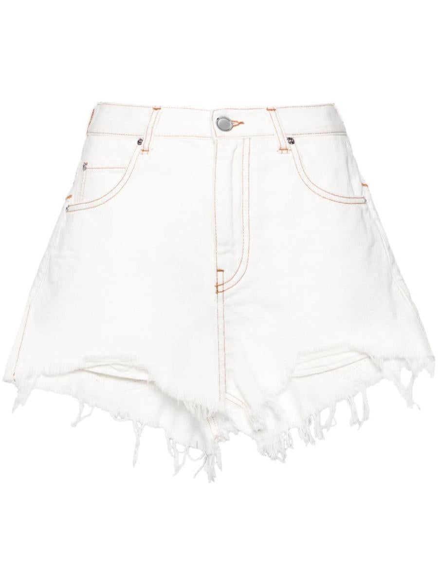 PINKO COTTON HONEY FRINGED HEM SHORTS - 1