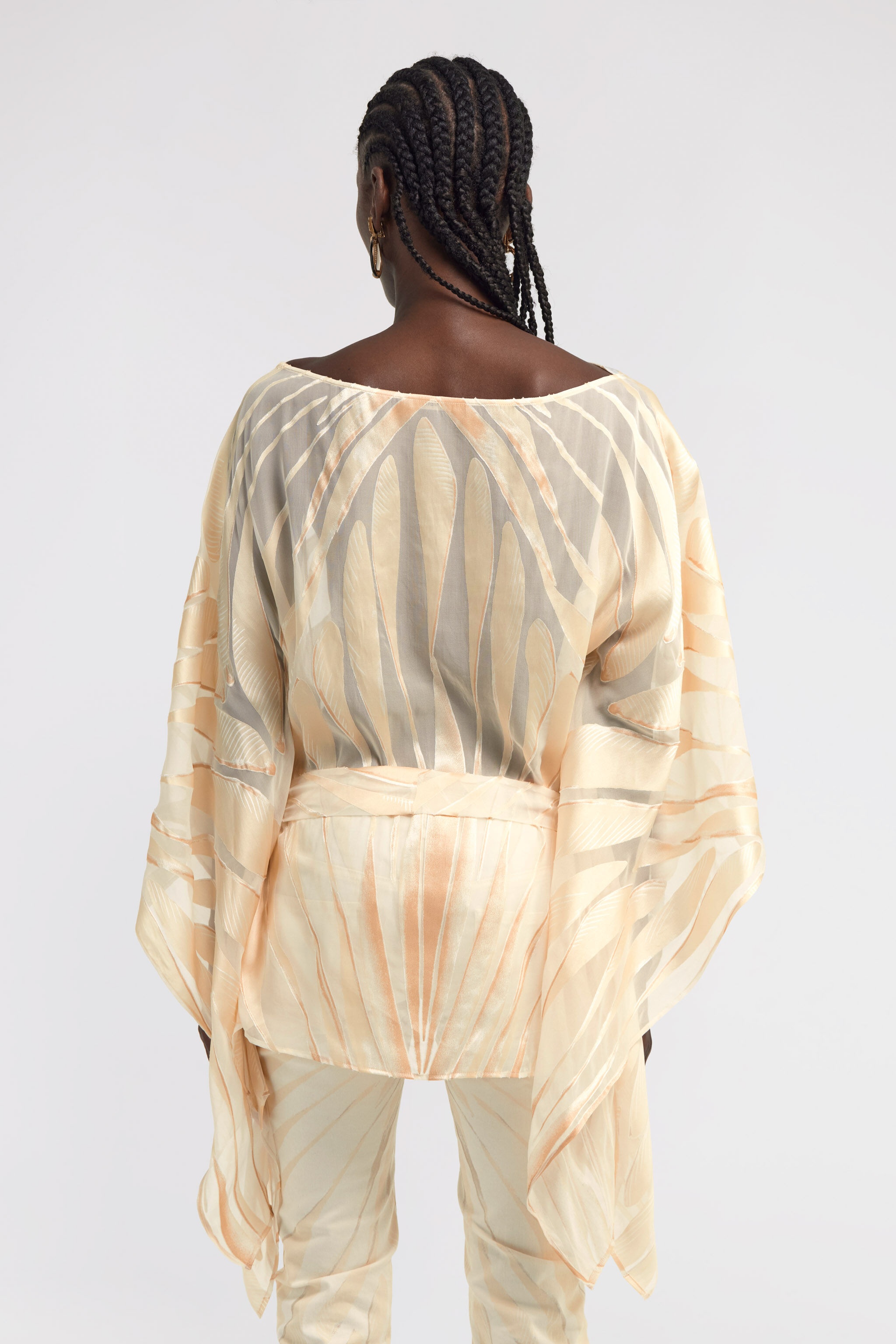 Ray Of Gold Print Satin Caftan - 4