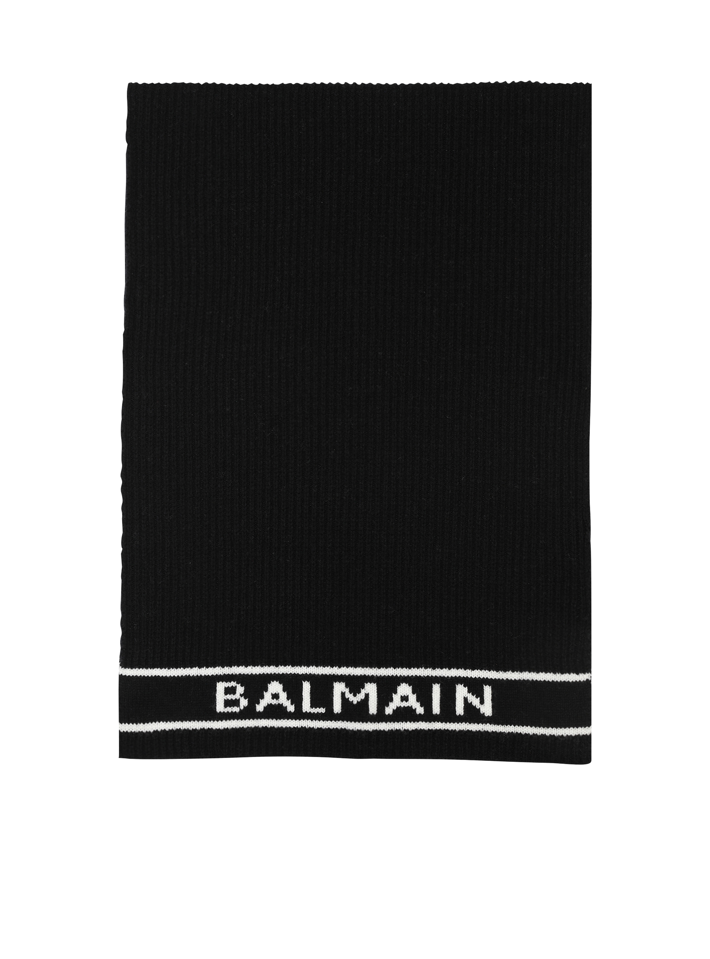 Wool scarf with Balmain logo - 1