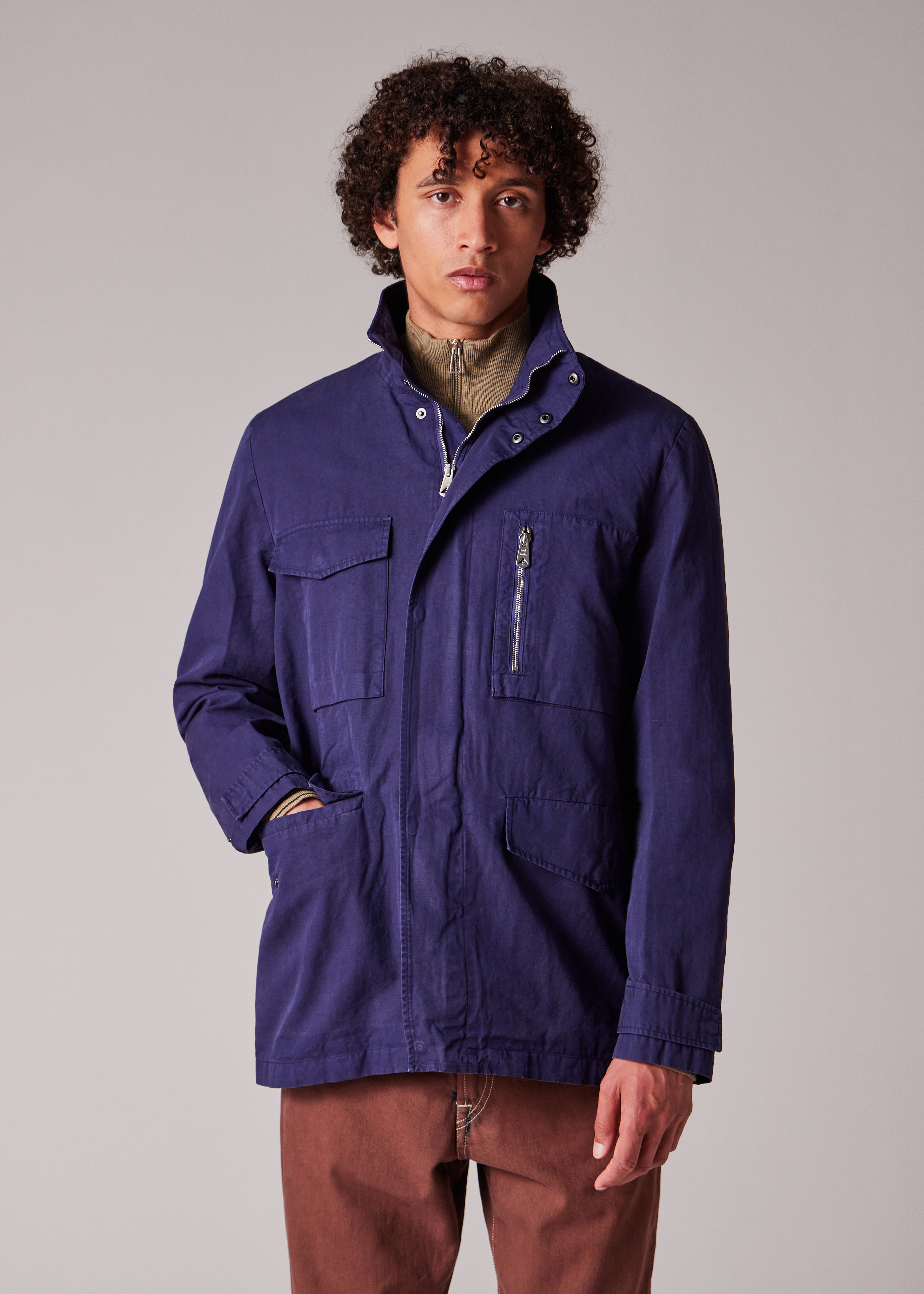 Navy Garment-Dye Cotton-Linen Field Jacket - 13