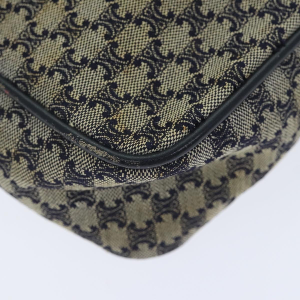 CELINE Macadam Canvas Shoulder Bag Navy Gold - 15