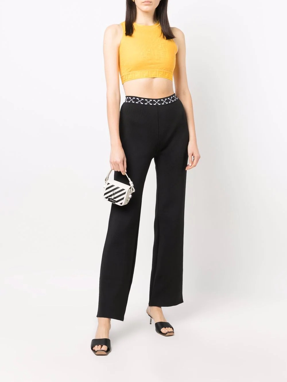 Arrows-waistband ribbed trousers - 2