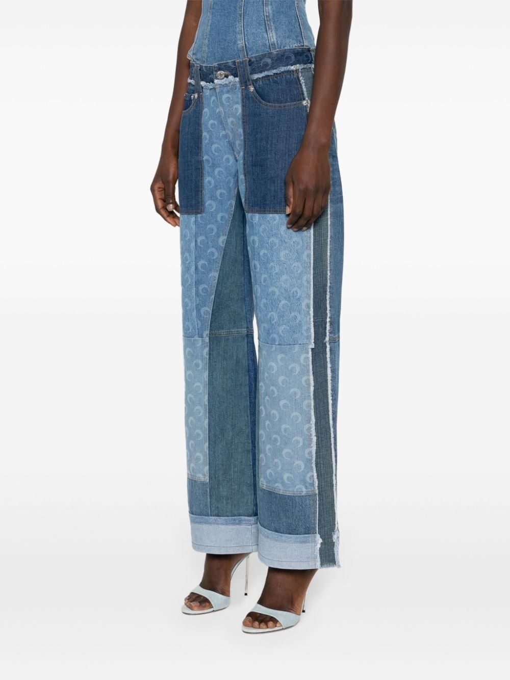 patchwork straight-leg jeans - 3