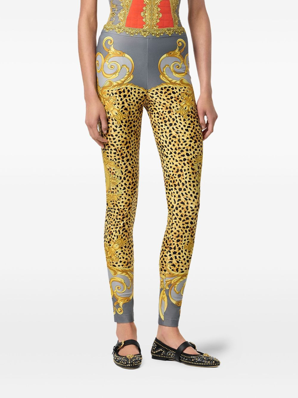 baroque-print leggings - 4