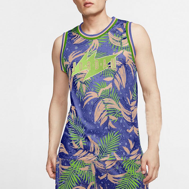 Air Jordan Wings Brown Printing Basketball Vest Purple CJ4315-554 - 3
