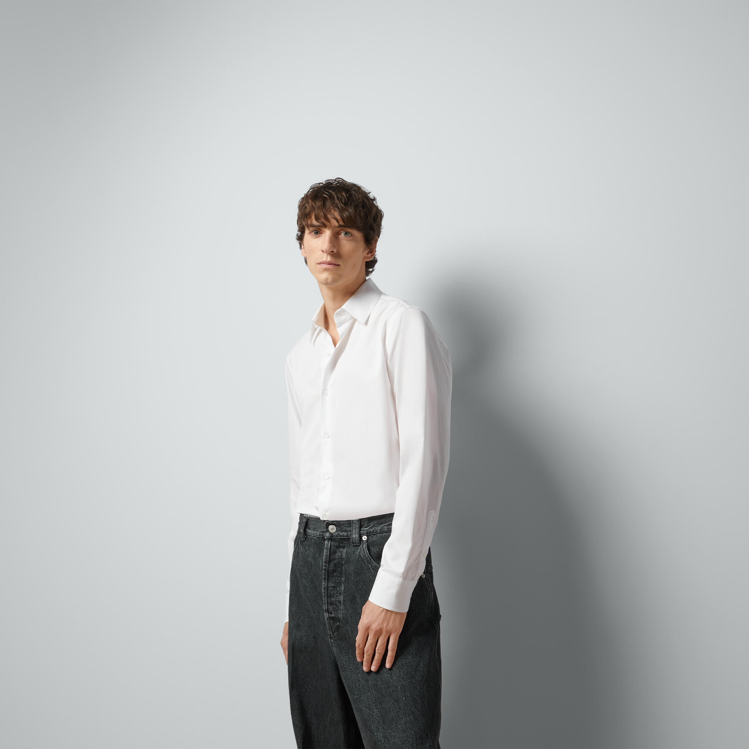 Cotton silk shirt with Double G - 5