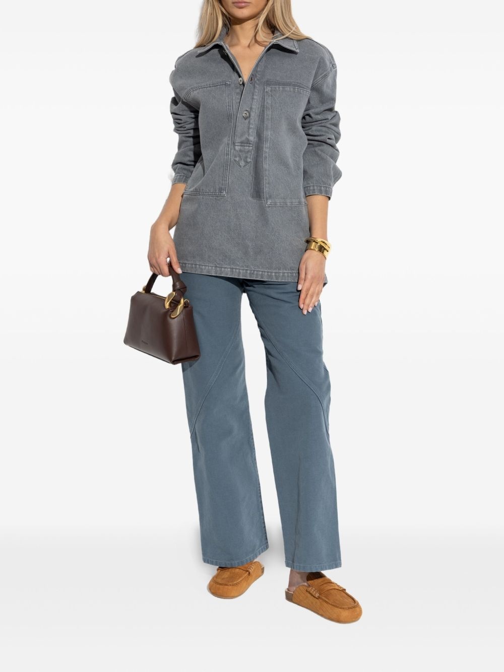 button-fastening patch-pocket shirt - 2