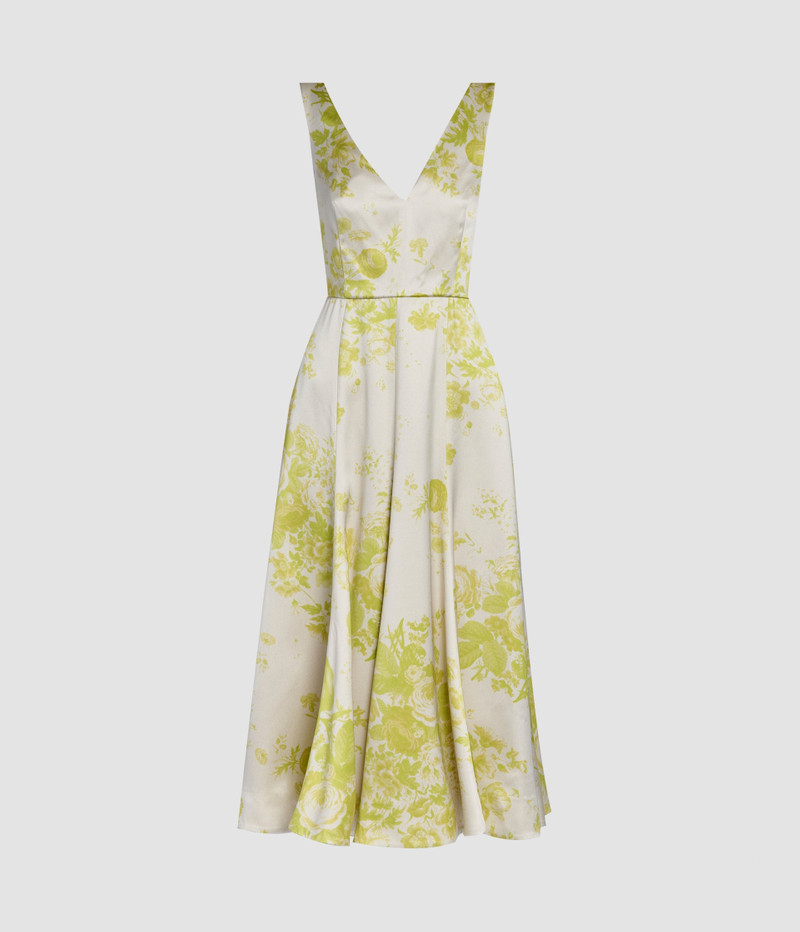 Erdem FLORAL PRINT DUCHESS FIT AND FLARED DRESS outlook