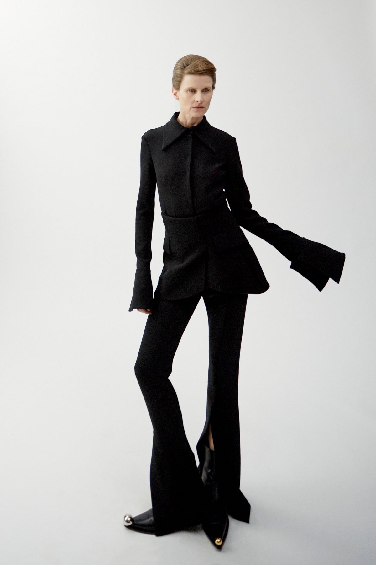 FITTED TROUSERS WITH BASQUE DETAIL BLACK - 7