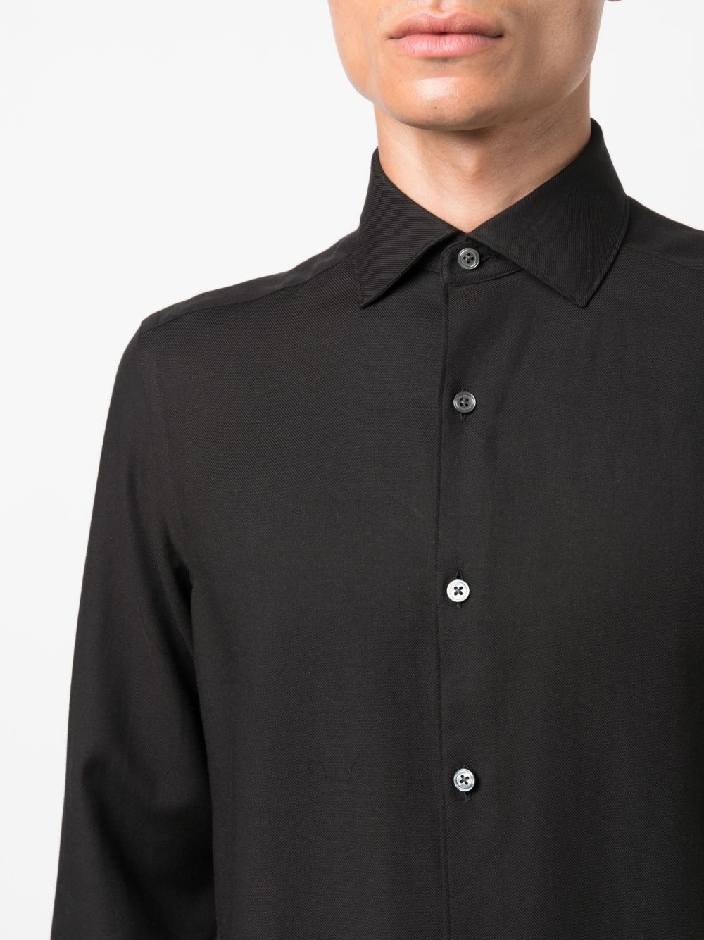 spread-collar cotton-cashmere shirt - 5