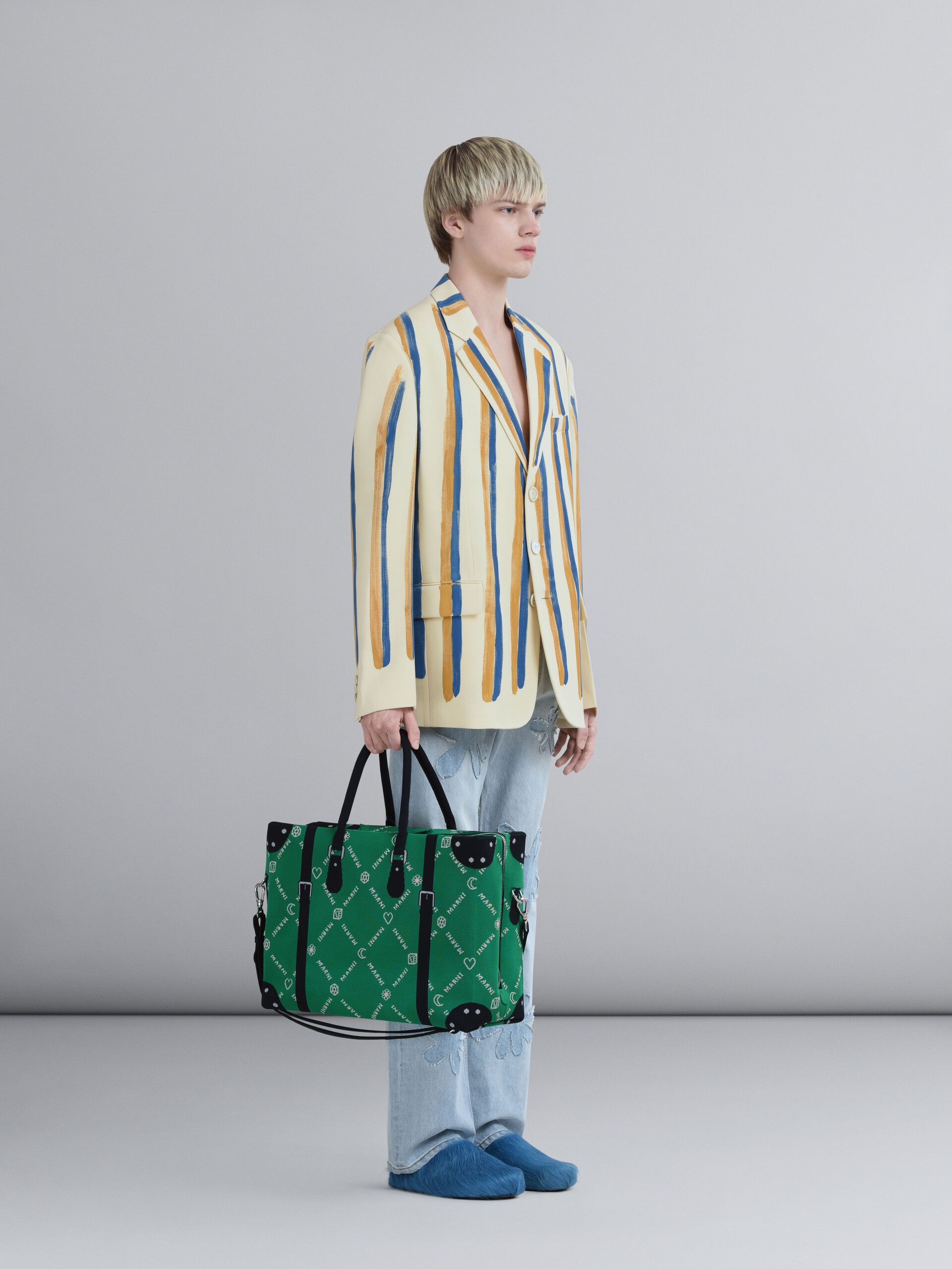 WATERCOLOUR STRIPE GRAIN WOOL BLAZER - 6