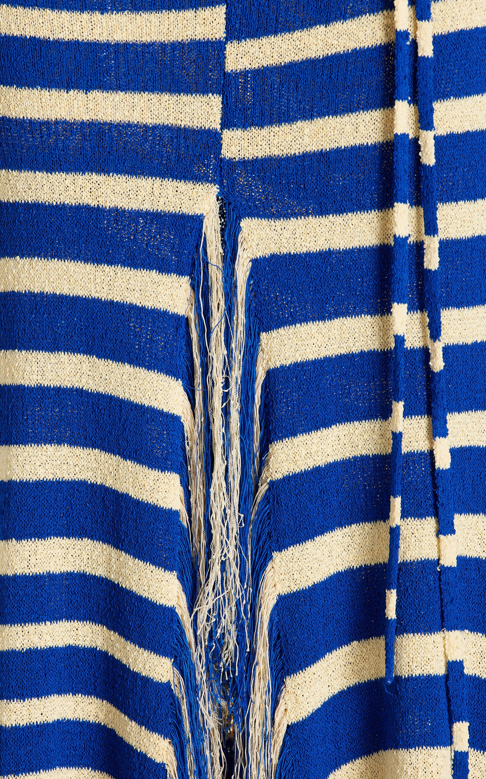 Yves Stripe Fringed Cotton Knit Maxi Dress royal blue - 4
