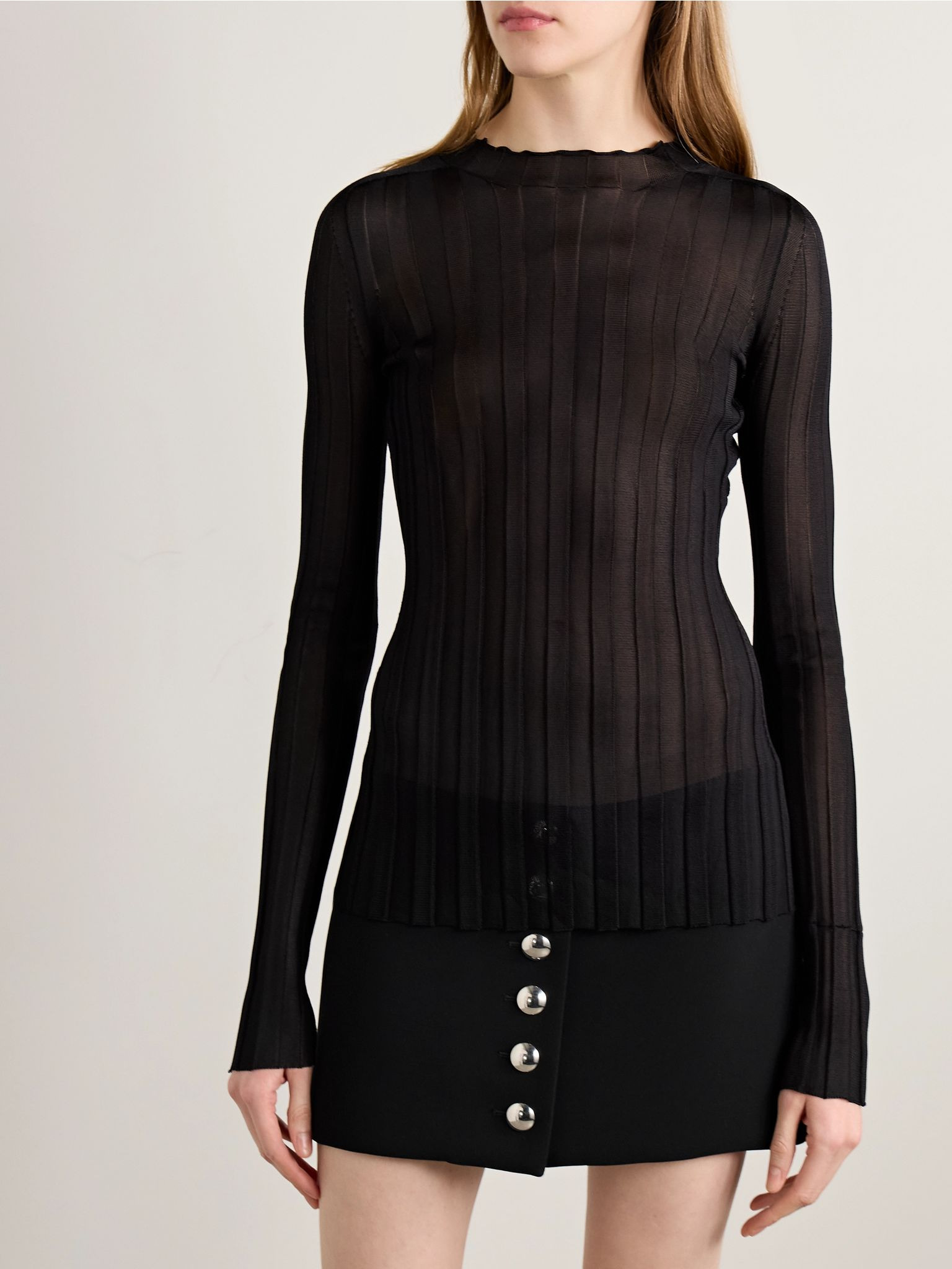 Cosette ribbed-knit top Black - 3