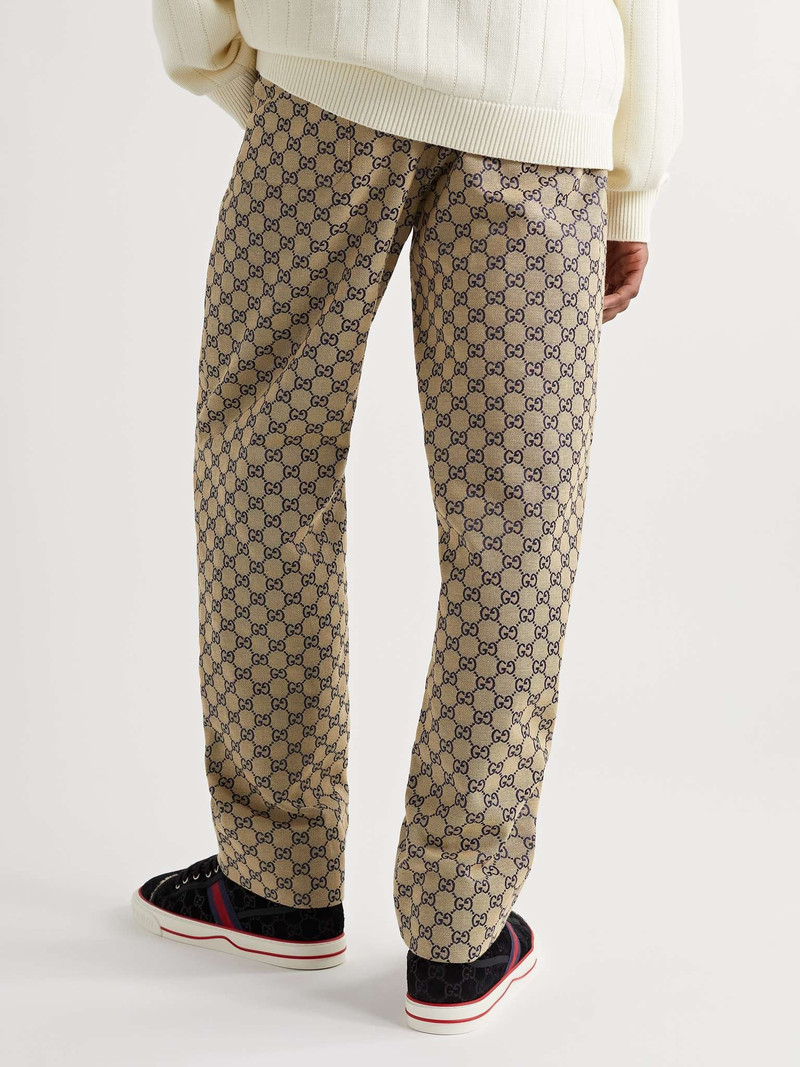 Straight-Leg Logo-Jacquard Cotton-Blend Drawstring Trousers 4
