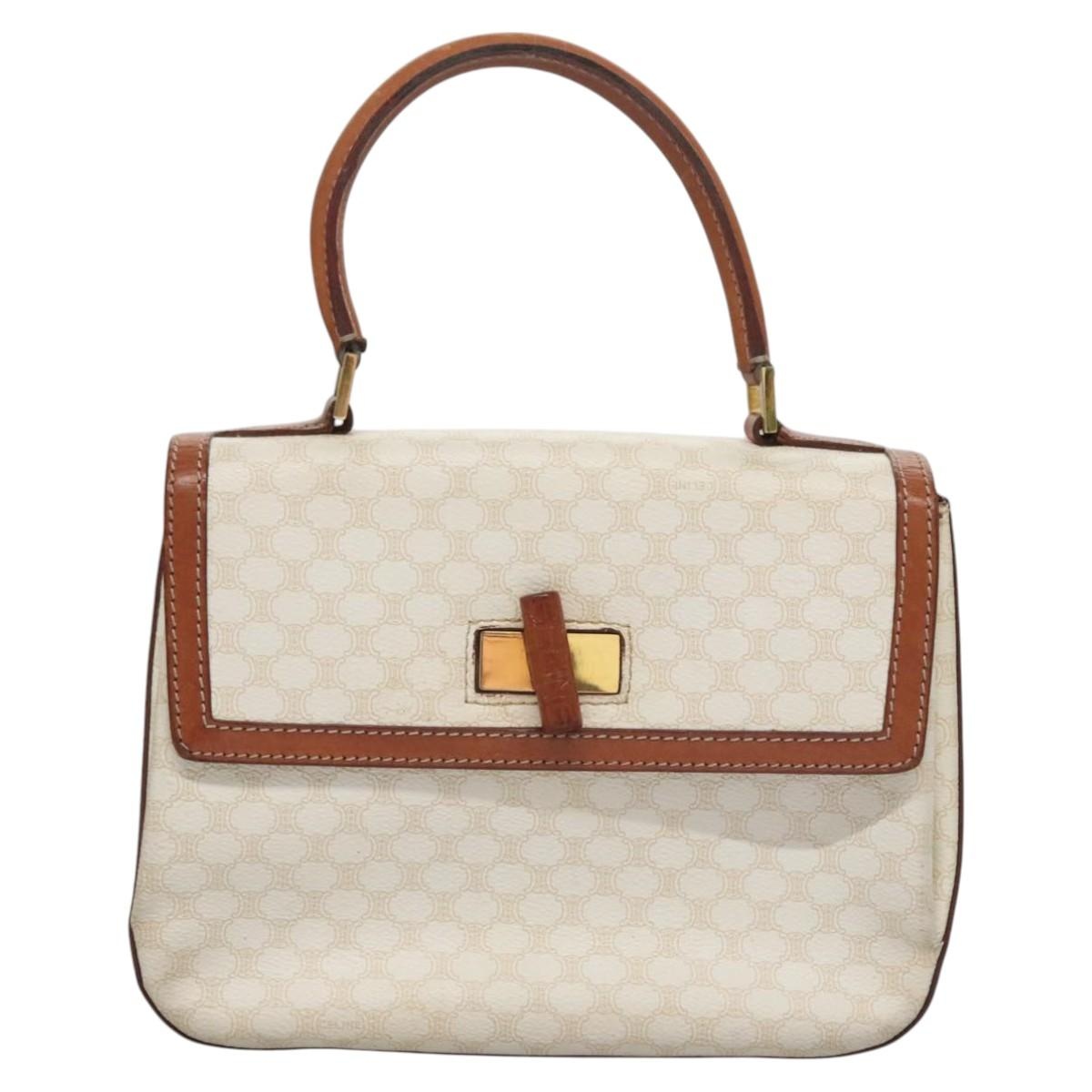 CELINE Macadam Canvas Hand Bag Pvc Leather White - 13