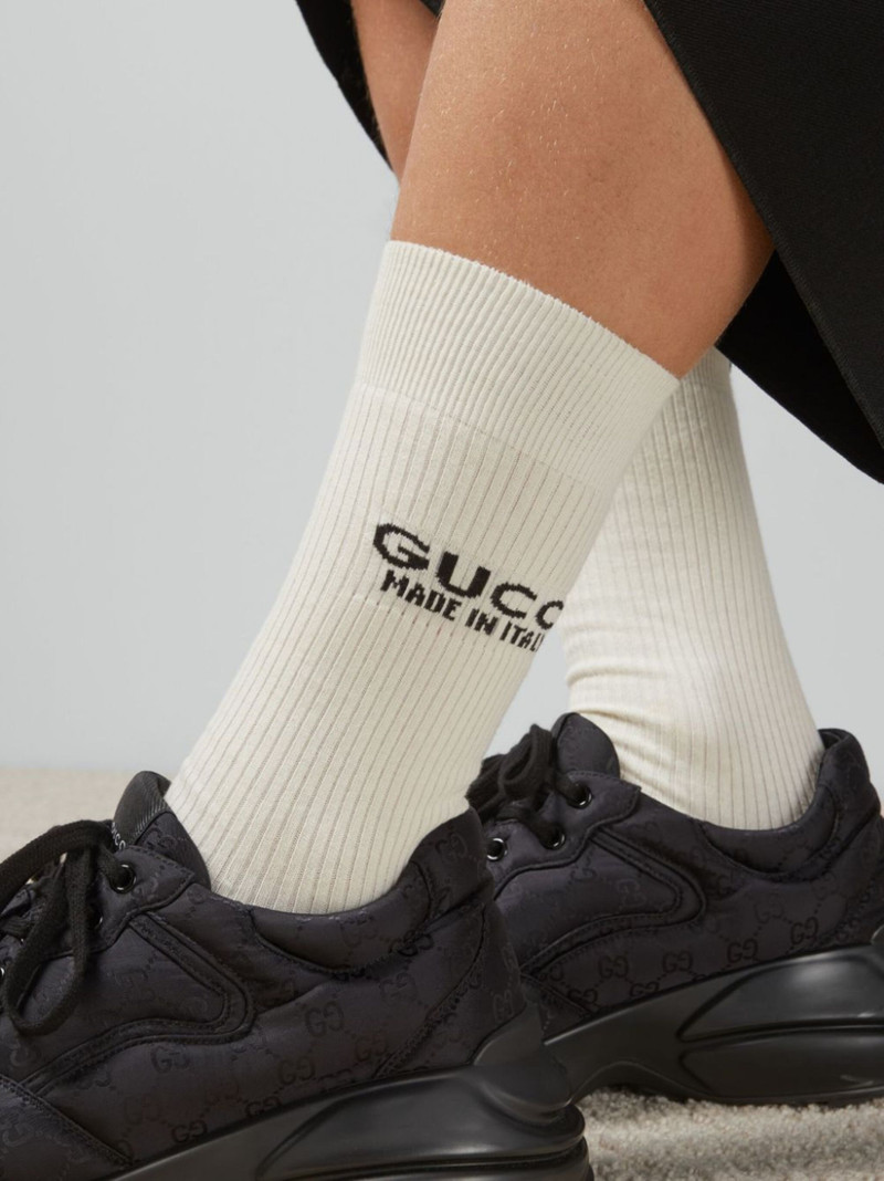 logo-jacquard ribbed socks 3