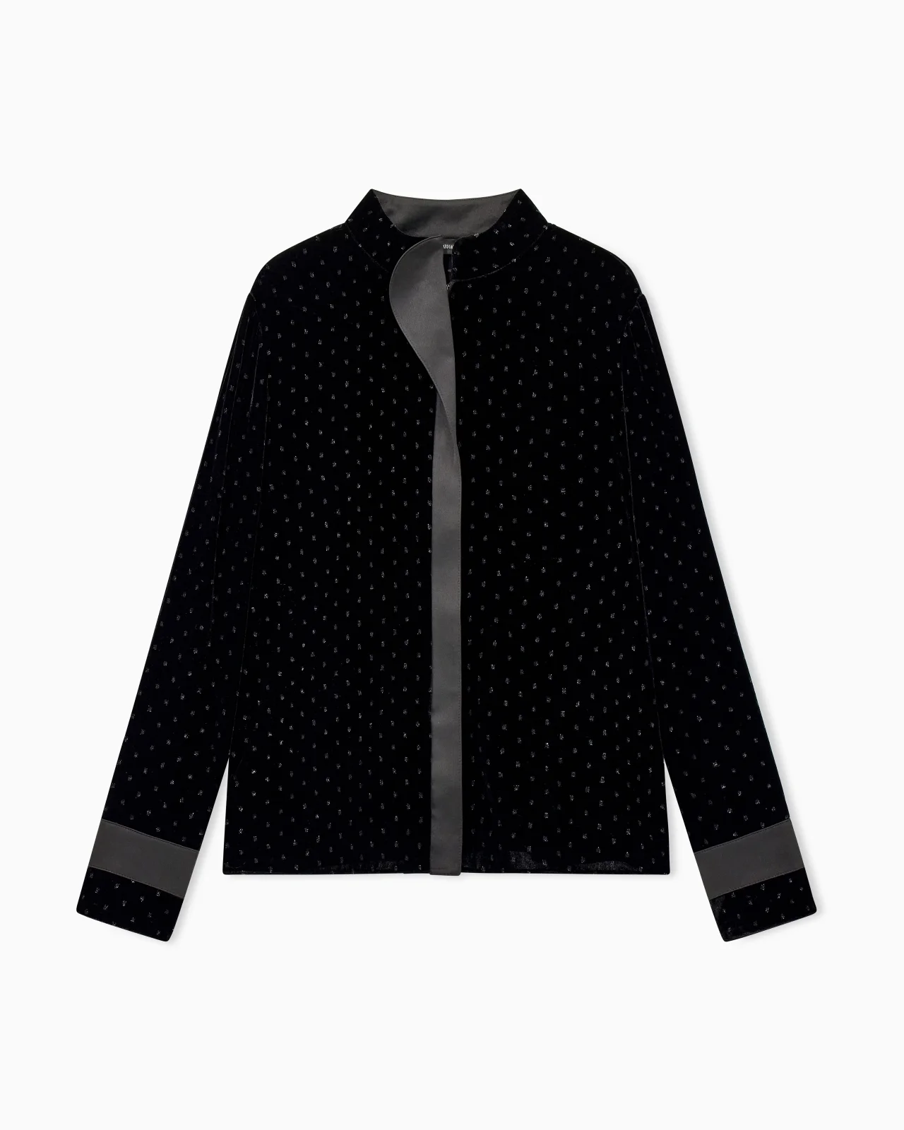 VELVET BLOUSE WITH GLITTER POLKA DOTS AND A SATIN TRIM - 1