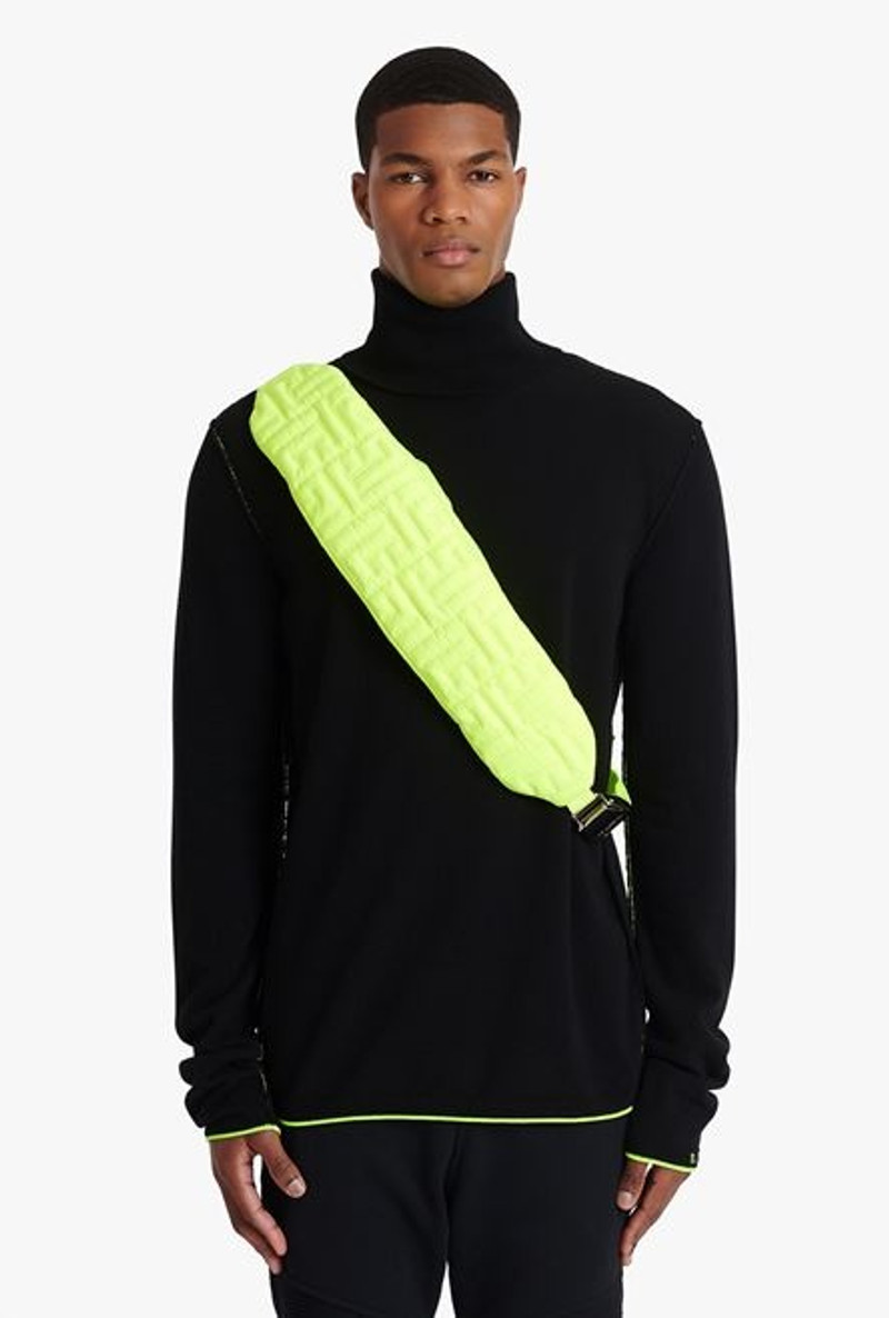 Lime-green embossed nylon belt bag 7