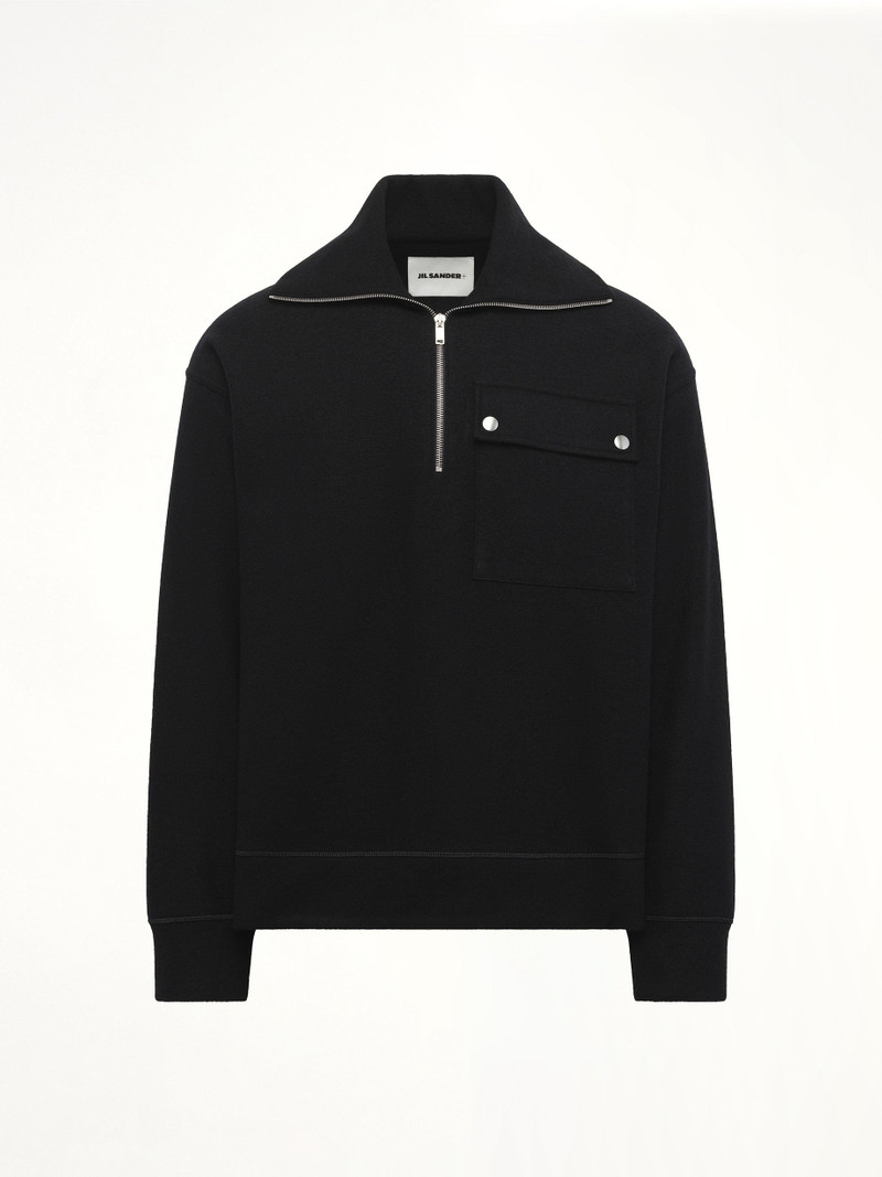 Jil Sander Sweatshirt Polo Collar in Black outlook