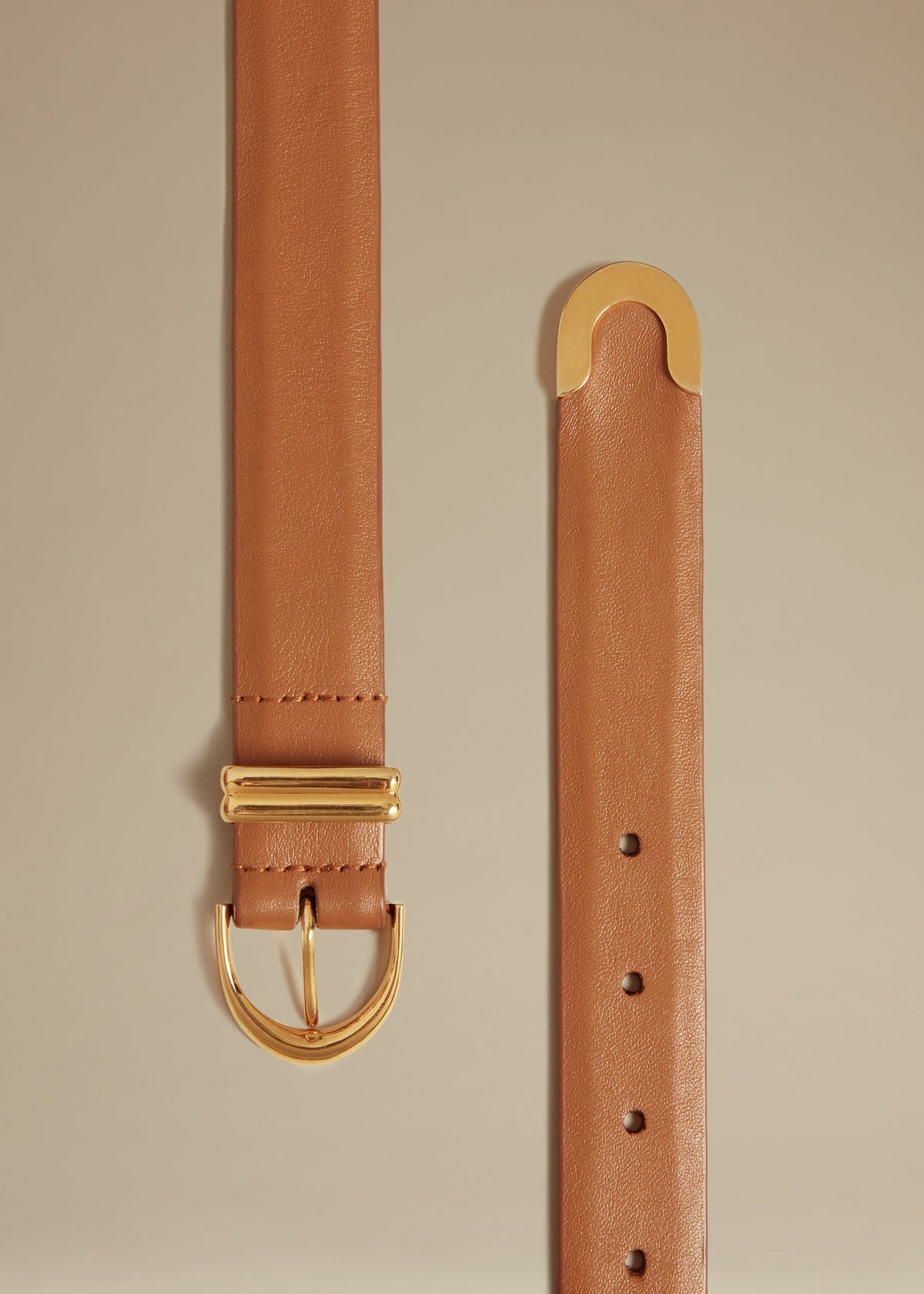 The Bambi Belt in Caramel Leather with Gold - 2