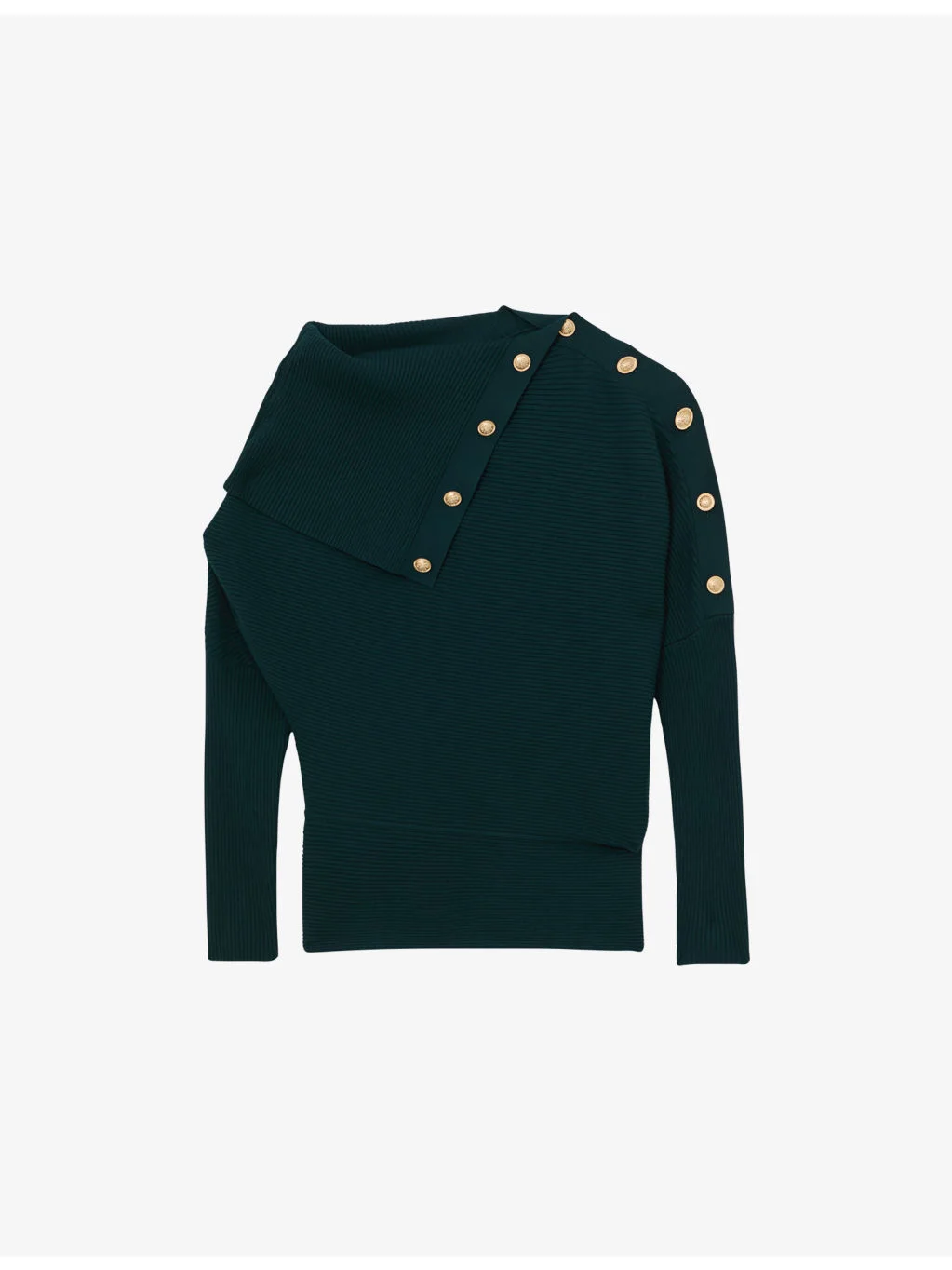 Lexi Shawl-Collar Button-Embellished Stretch-Knit Jumper - 1