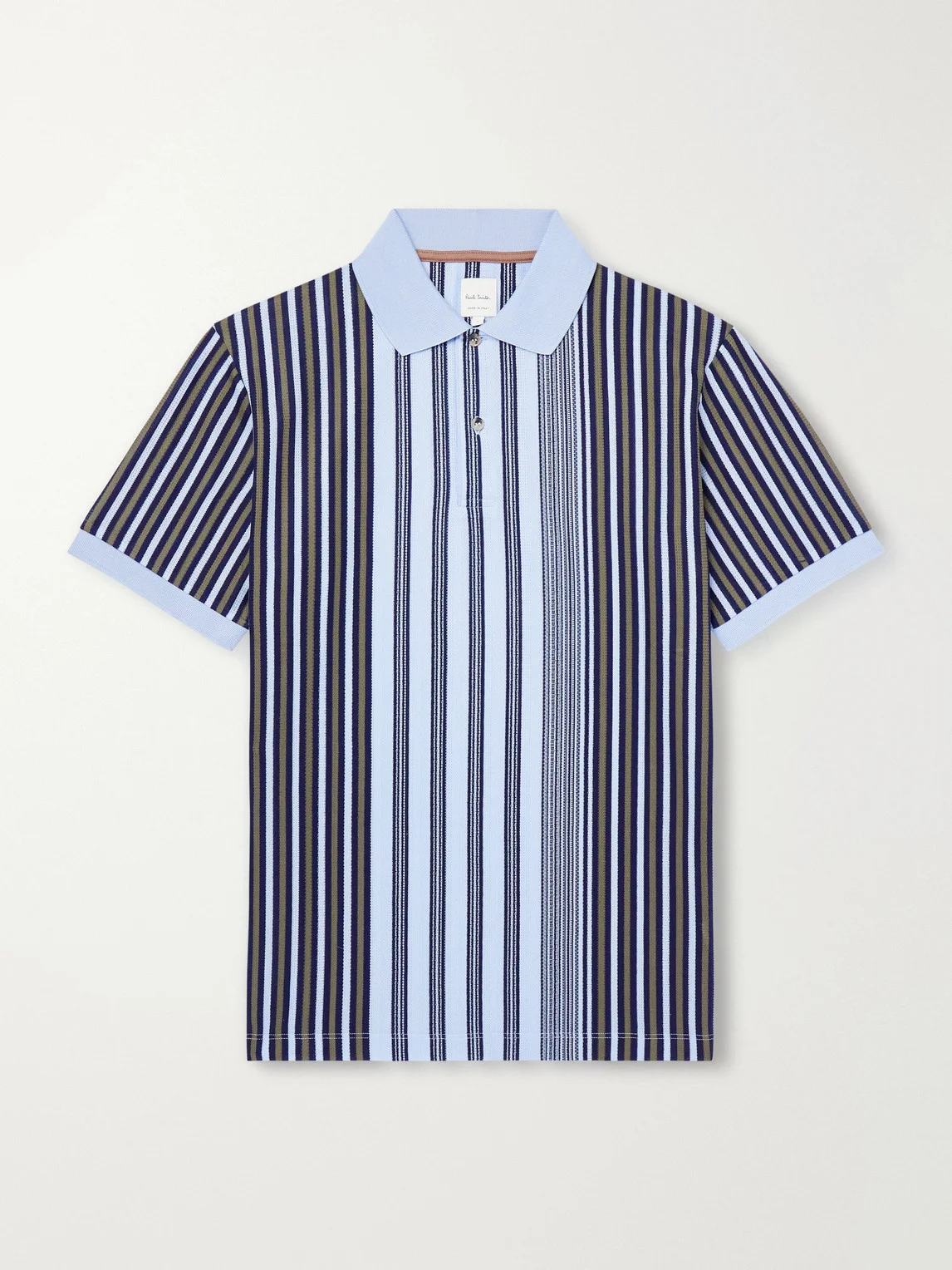 Striped Knitted Cotton Polo Shirt - 1