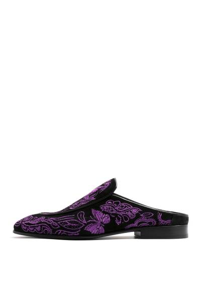NEEDLES SUEDE MULE - PAPILLON EMBROIDERY / BLK outlook