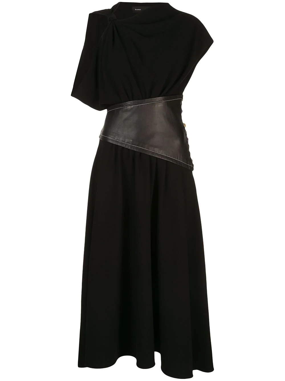 asymmetrical belted dress - 1