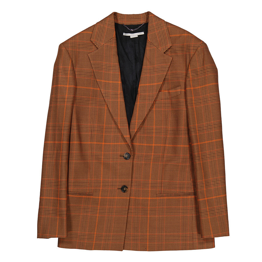 Stella Mccartney Ladies Brown Checked Single-Breasted Blazer - 4
