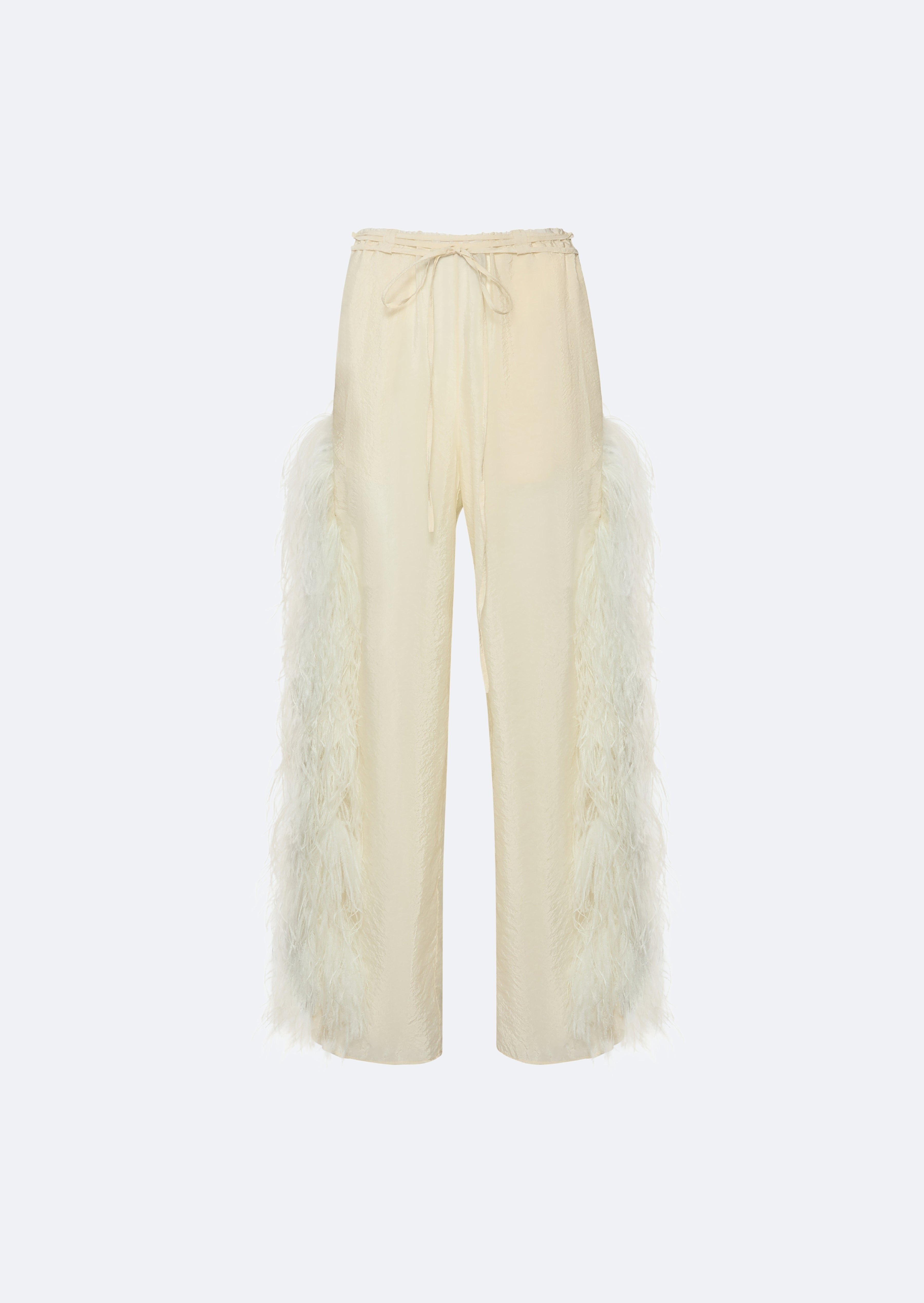Sheer Cupro Pant With Feathers - 1