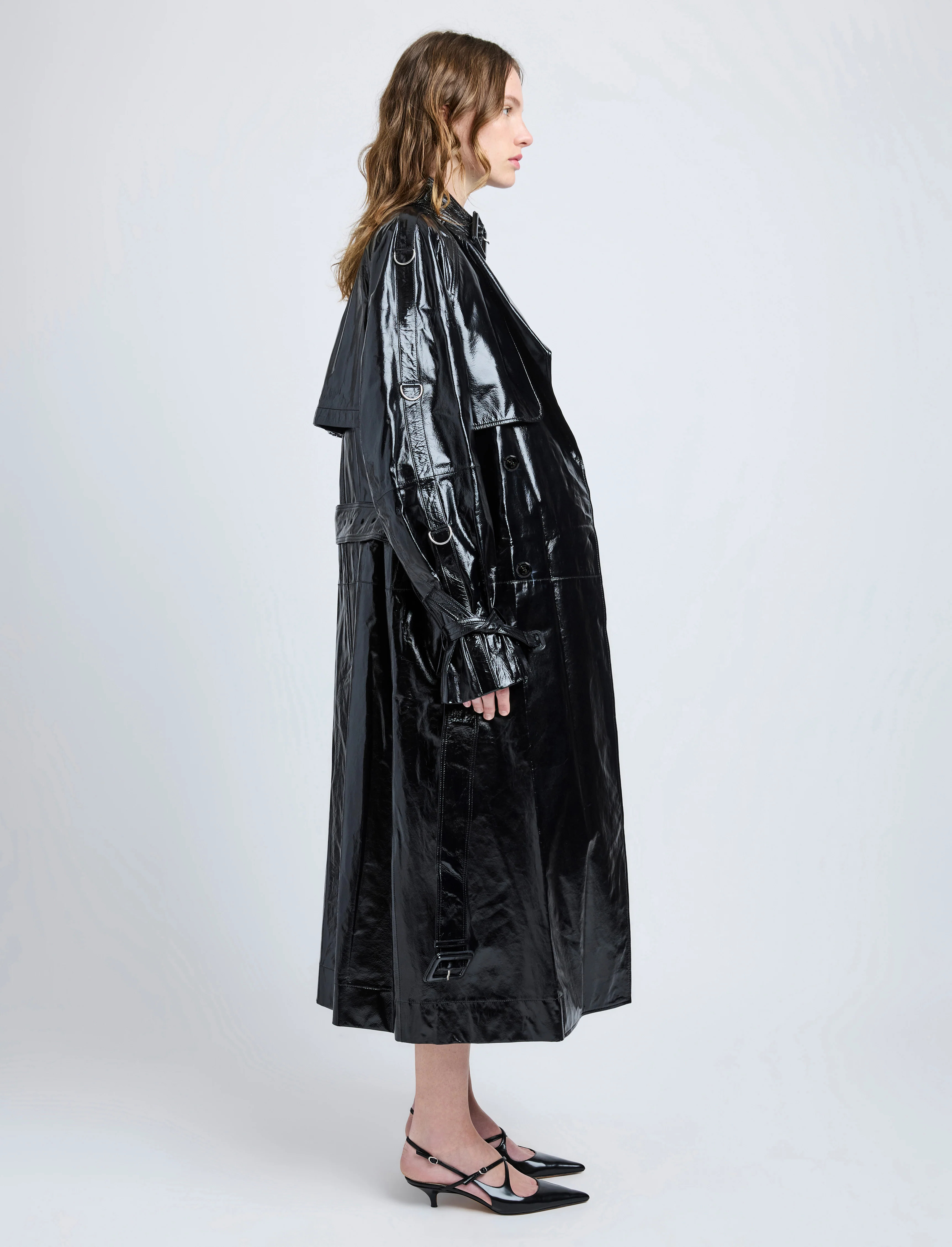Sabina Coat in Lacquered Leather - 3
