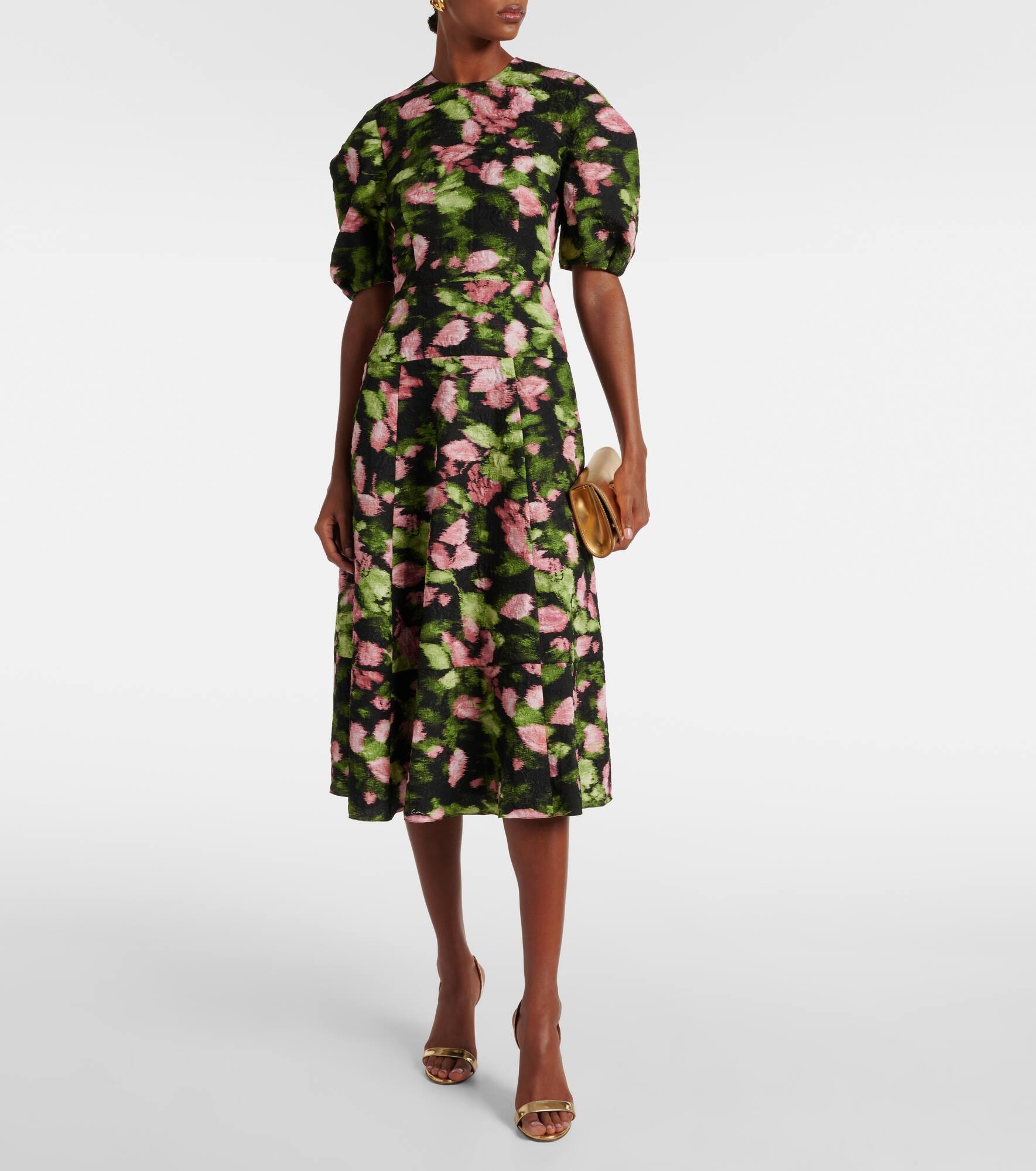 Floral matelassé midi dress - 2